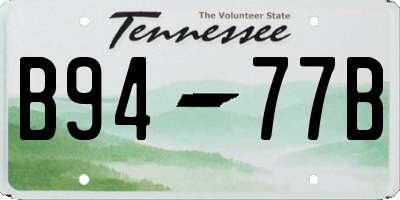TN license plate B9477B