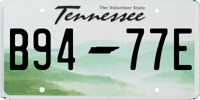 TN license plate B9477E