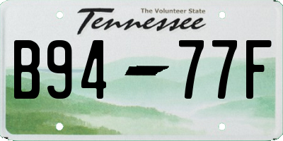 TN license plate B9477F