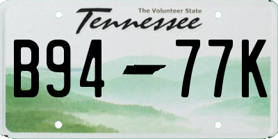 TN license plate B9477K