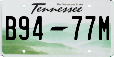 TN license plate B9477M