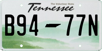 TN license plate B9477N