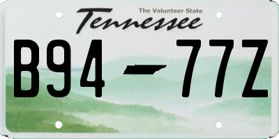 TN license plate B9477Z