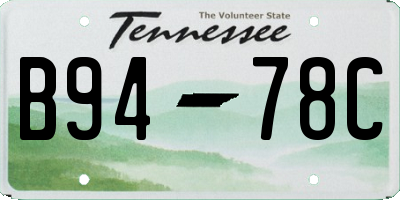 TN license plate B9478C