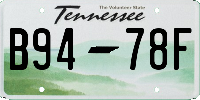 TN license plate B9478F