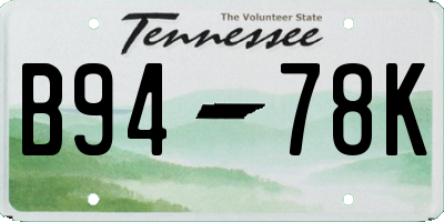 TN license plate B9478K