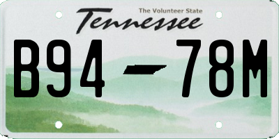 TN license plate B9478M