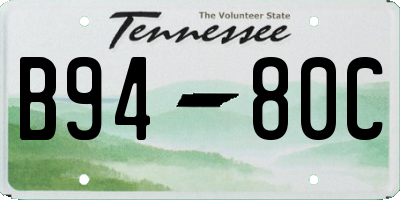 TN license plate B9480C
