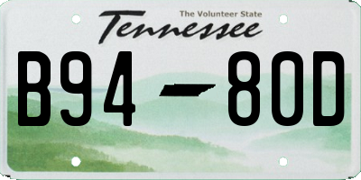 TN license plate B9480D