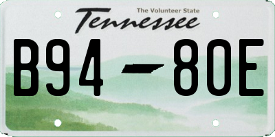 TN license plate B9480E