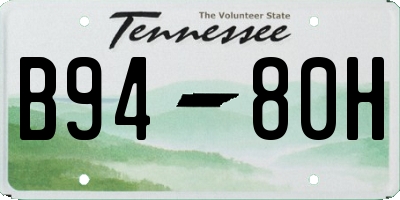 TN license plate B9480H