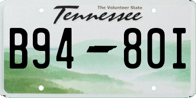 TN license plate B9480I