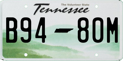 TN license plate B9480M