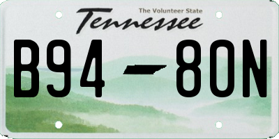 TN license plate B9480N