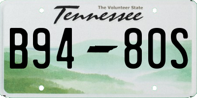 TN license plate B9480S