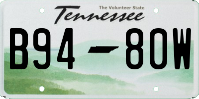 TN license plate B9480W