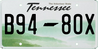 TN license plate B9480X