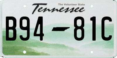 TN license plate B9481C