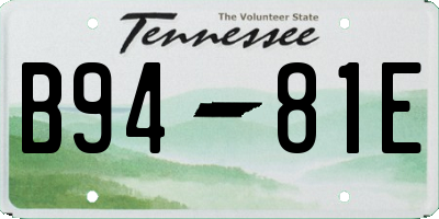TN license plate B9481E