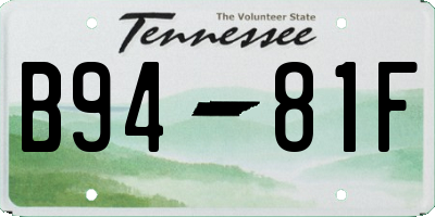 TN license plate B9481F