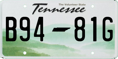 TN license plate B9481G