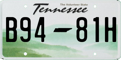 TN license plate B9481H