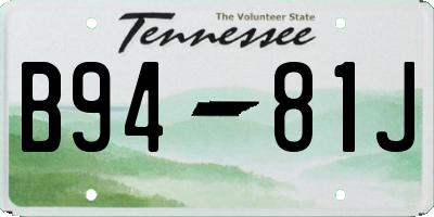 TN license plate B9481J