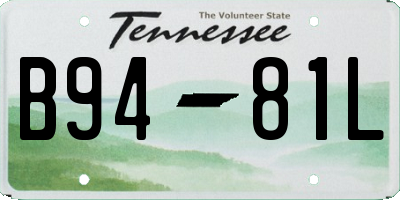 TN license plate B9481L