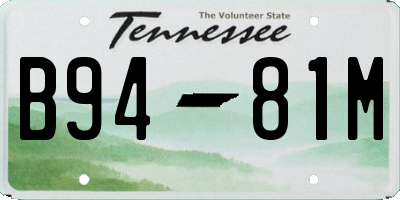 TN license plate B9481M