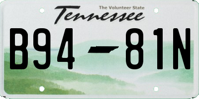 TN license plate B9481N