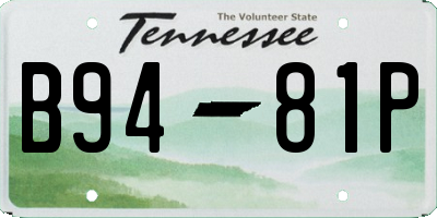 TN license plate B9481P