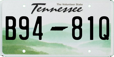 TN license plate B9481Q