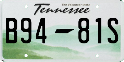TN license plate B9481S
