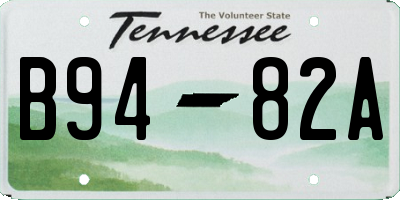 TN license plate B9482A