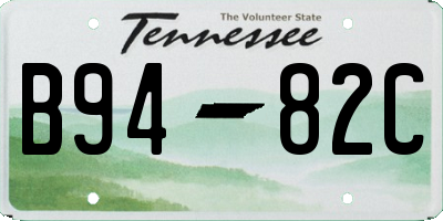 TN license plate B9482C