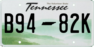 TN license plate B9482K