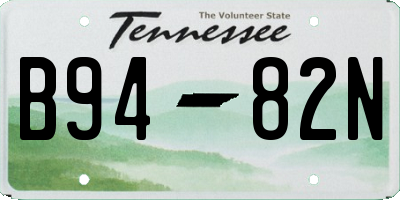 TN license plate B9482N