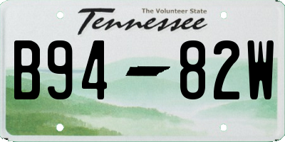 TN license plate B9482W