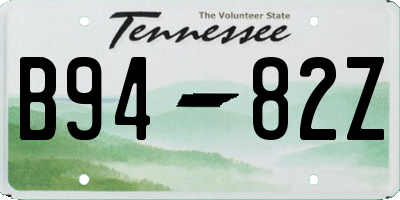 TN license plate B9482Z
