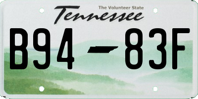 TN license plate B9483F
