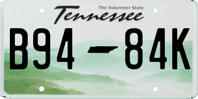 TN license plate B9484K