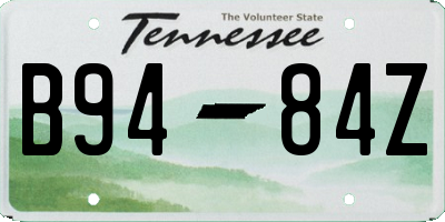 TN license plate B9484Z