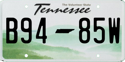 TN license plate B9485W