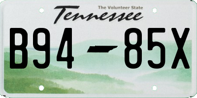 TN license plate B9485X