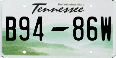 TN license plate B9486W