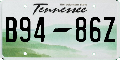 TN license plate B9486Z