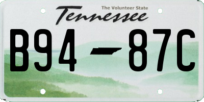 TN license plate B9487C