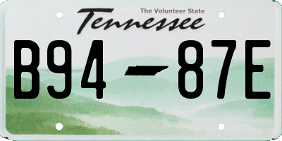 TN license plate B9487E