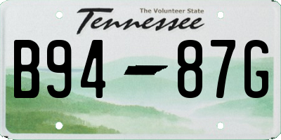 TN license plate B9487G
