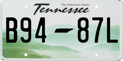 TN license plate B9487L